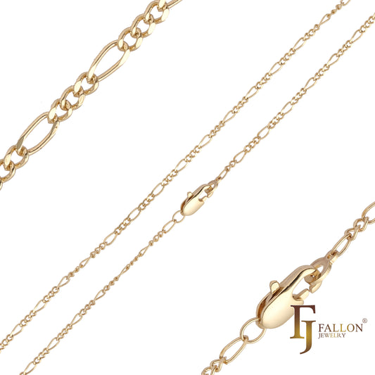 Cable fancy link Chains plated in 14K Gold