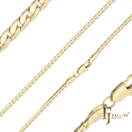Flat Curb compact link chains plated in 14K Gold