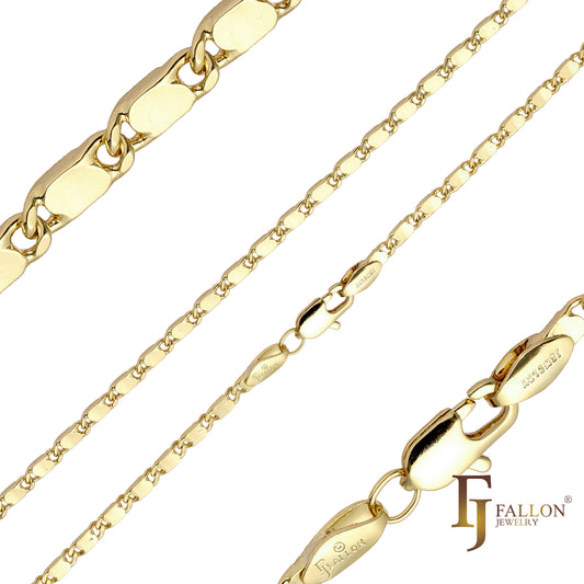 Solid snail link polished chains plated in 14K Gold, Rose Gold