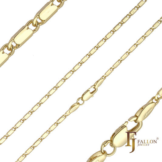 Long solid snail link polished chains plated in 14K Gold, Rose Gold