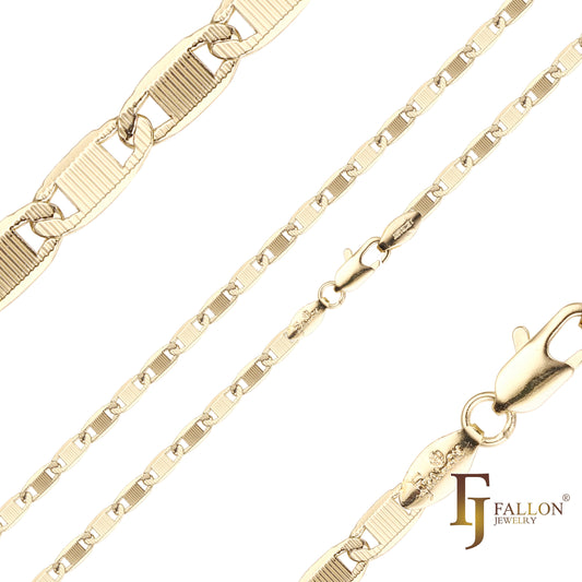 Mariner link band hammered chains plated in 14K Gold, Rose Gold, 18K Gold