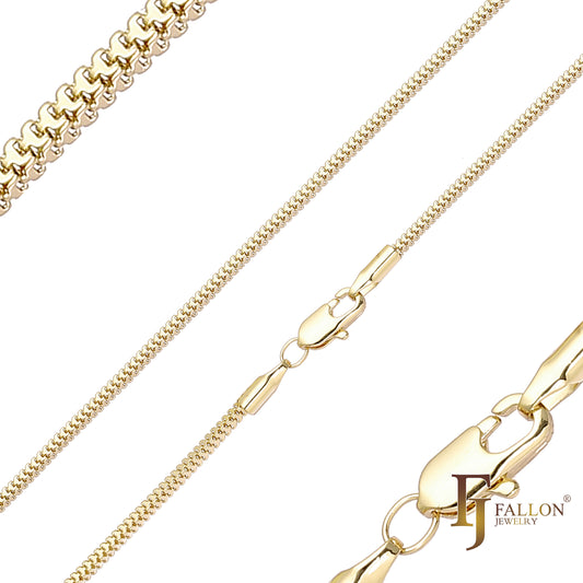 Double lock fancy link chains plated in 14K Gold, Rose Gold