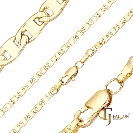 {Customize} Mariner curved link chains plated in 14K Gold, Rose Gold two tone