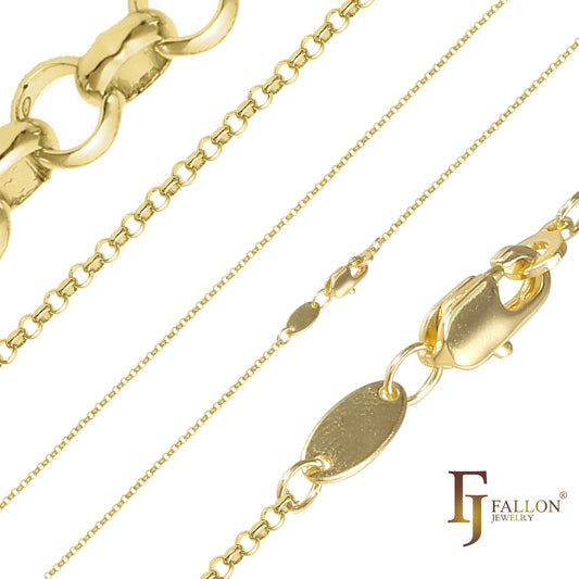 Classic Rolo Belcher chains plated in 14K Gold, 18K Gold, Rose Gold, White Gold