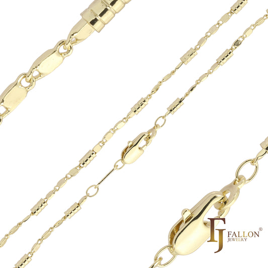 {Customize} Solid snail mixed 3-slashes barrel fancy link chains plated in 14K Gold, Rose Gold