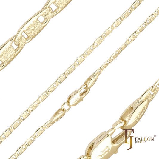 Mariner link chains plated in 14K Gold, Rose Gold