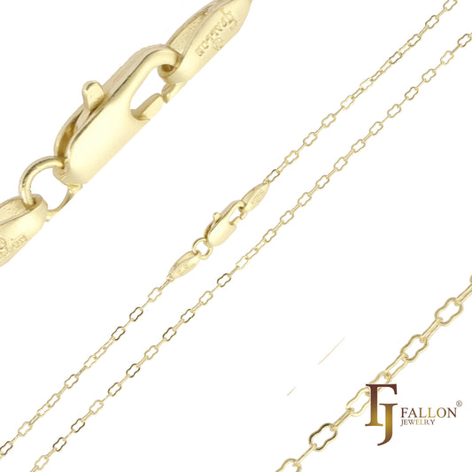 Cable peanut link chains plated in 14K Gold