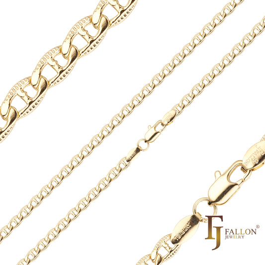 {Customize} Mariner link flank hammered 14K Gold chains rh
