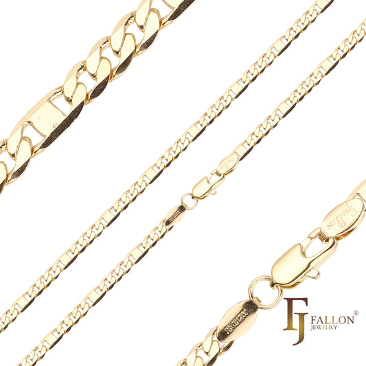 Figaro & Mirror mixed link 14K Gold, White Gold chains