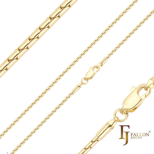 Compact Thin Boston link chains plated in 14K, Rose Gold