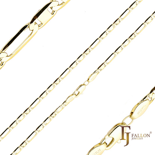{Customize} Figaro style mixed Mariner Figarucci link Chains plated in 14K Gold