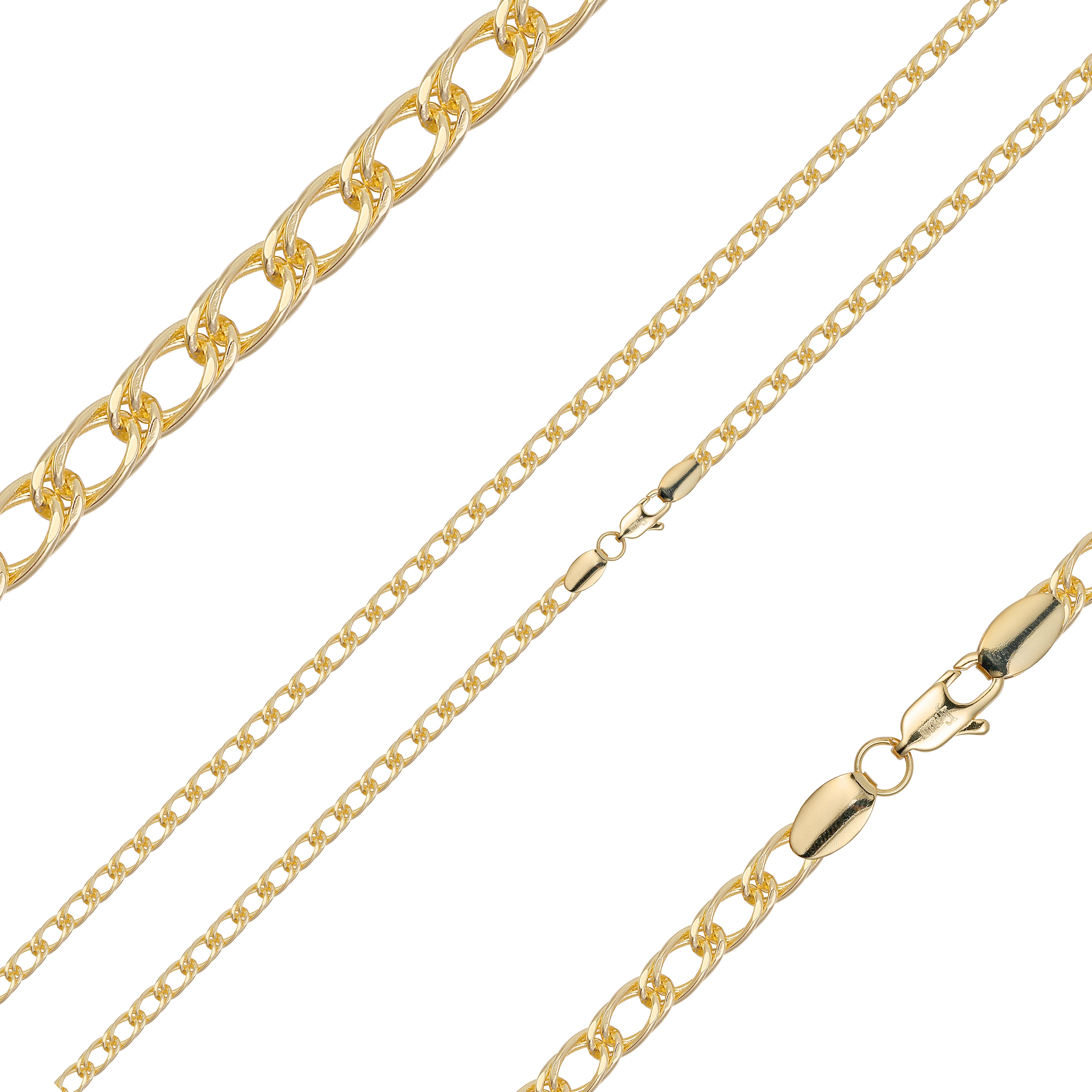 Double curb link chains plated in 14K Gold, Rose Gold