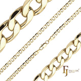 Classic Curb link chains [thin 2.5mm-5.2mm] plated in 14K Gold