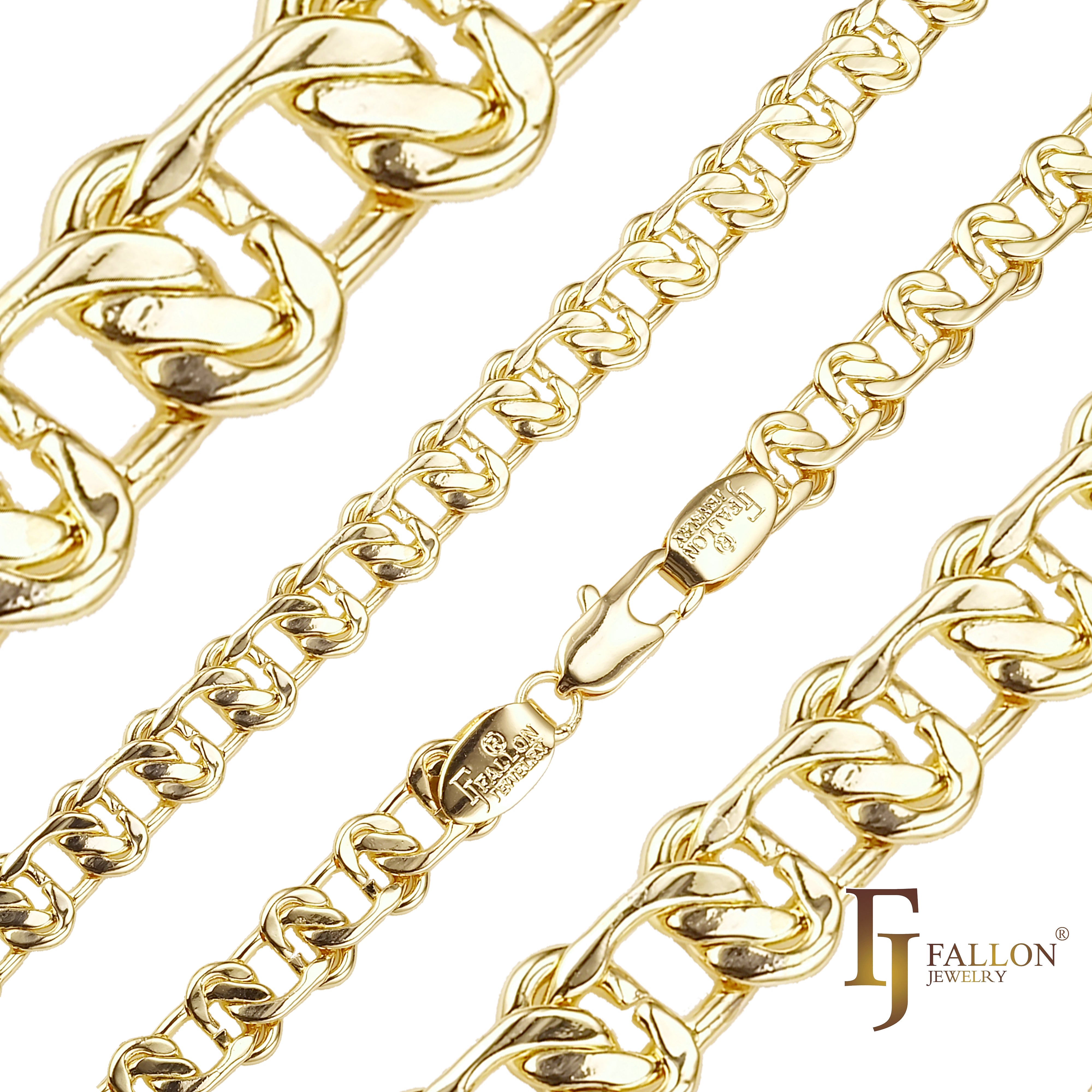 .Cable Snail link chains plated in 14K Gold, Rose Gold, White Gold