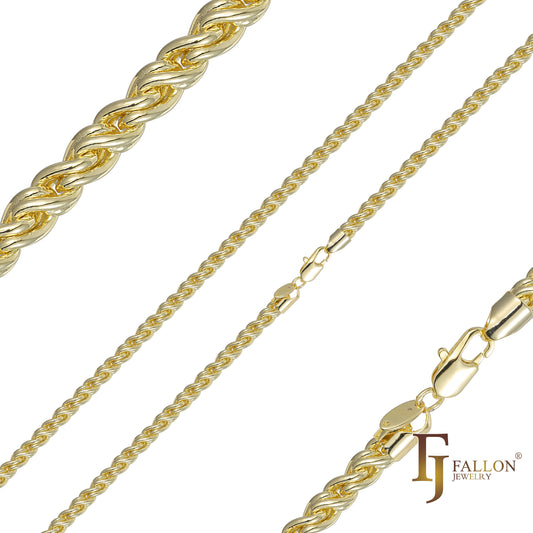 {Customize} Double spiga cable link chains plated in 14K Gold