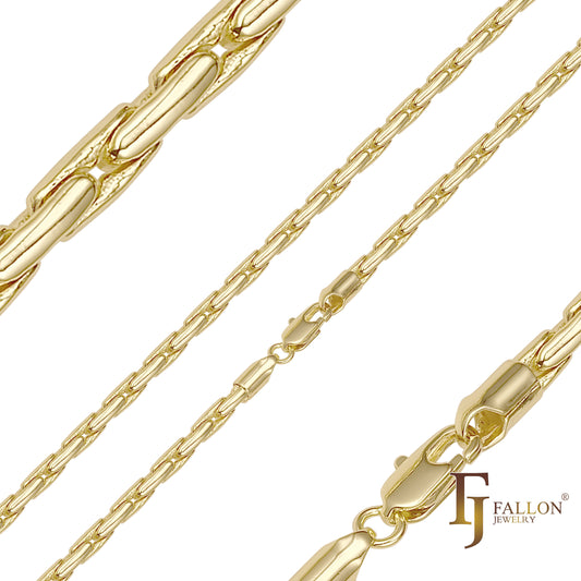 {Customize} Boston Link chains plated in White Gold, 14K Gold, Rose Gold