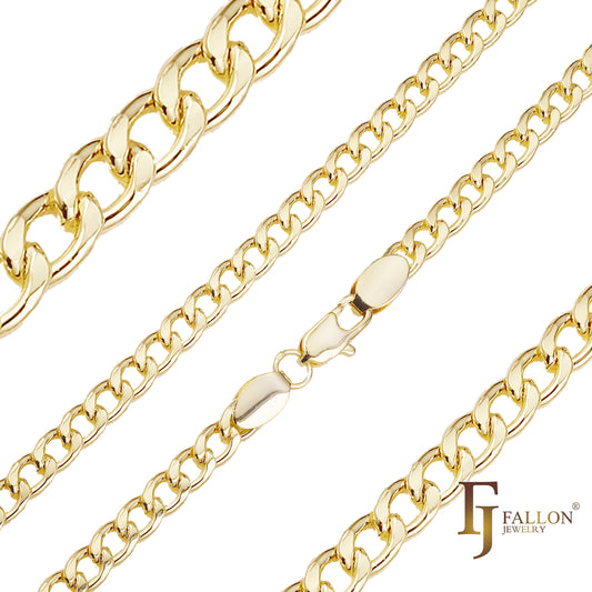 Round Curb link chains plated in Rose Gold, 14K Gold, White Gold