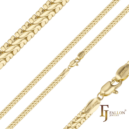 Snake chains plated in 14K Gold, Rose Gold