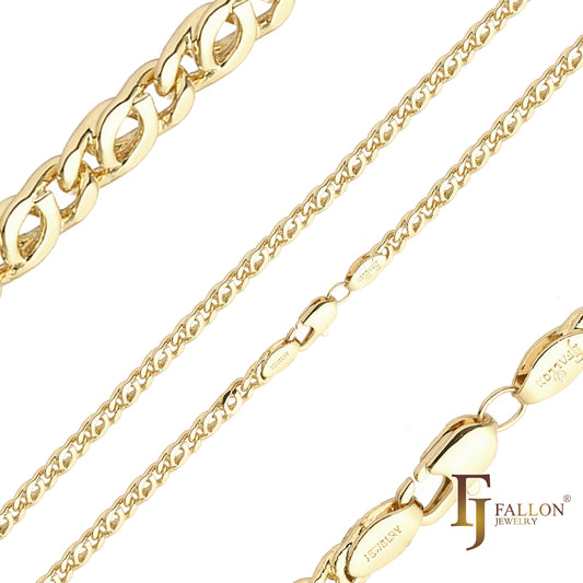 Snail Marquise link chains plated in 14K Gold, Rose Gold, two tone [Special]