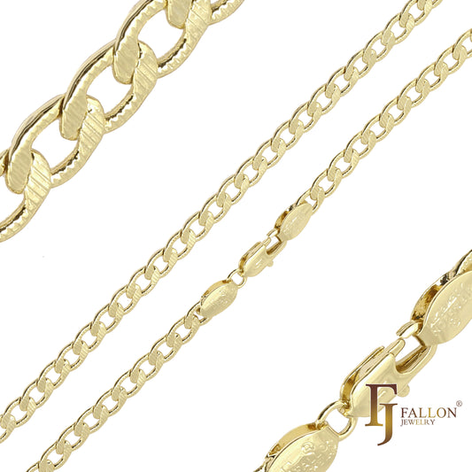 Curb hammered chains plated in 14K Gold