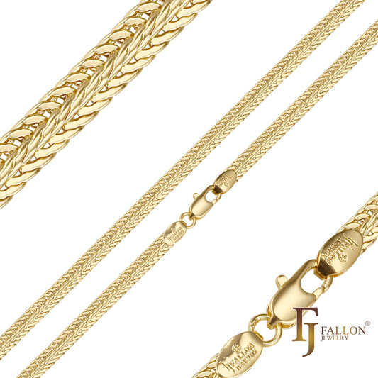 Foxtail link Chains plated in 14K Gold, Rose Gold, two tone