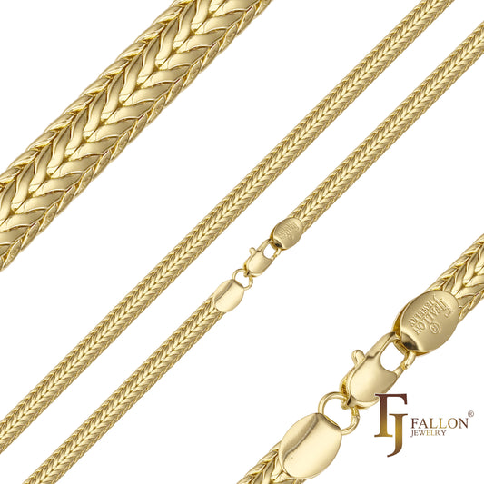 Foxtail link chains plated in 14K Gold