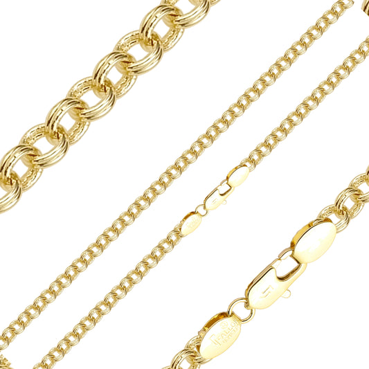 Double ring rolo link 14K Gold chains