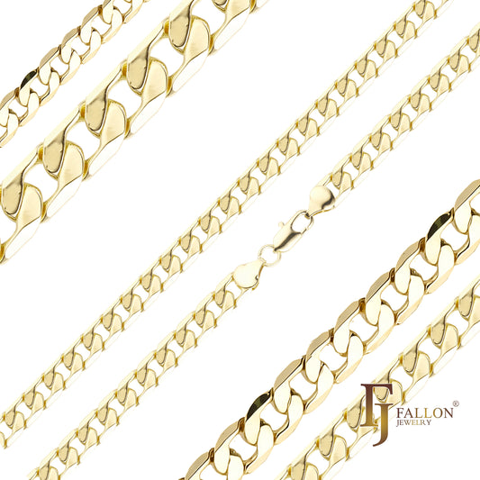 Classic Curb link chains [wide 5.6mm-12mm] plated in 14K Gold