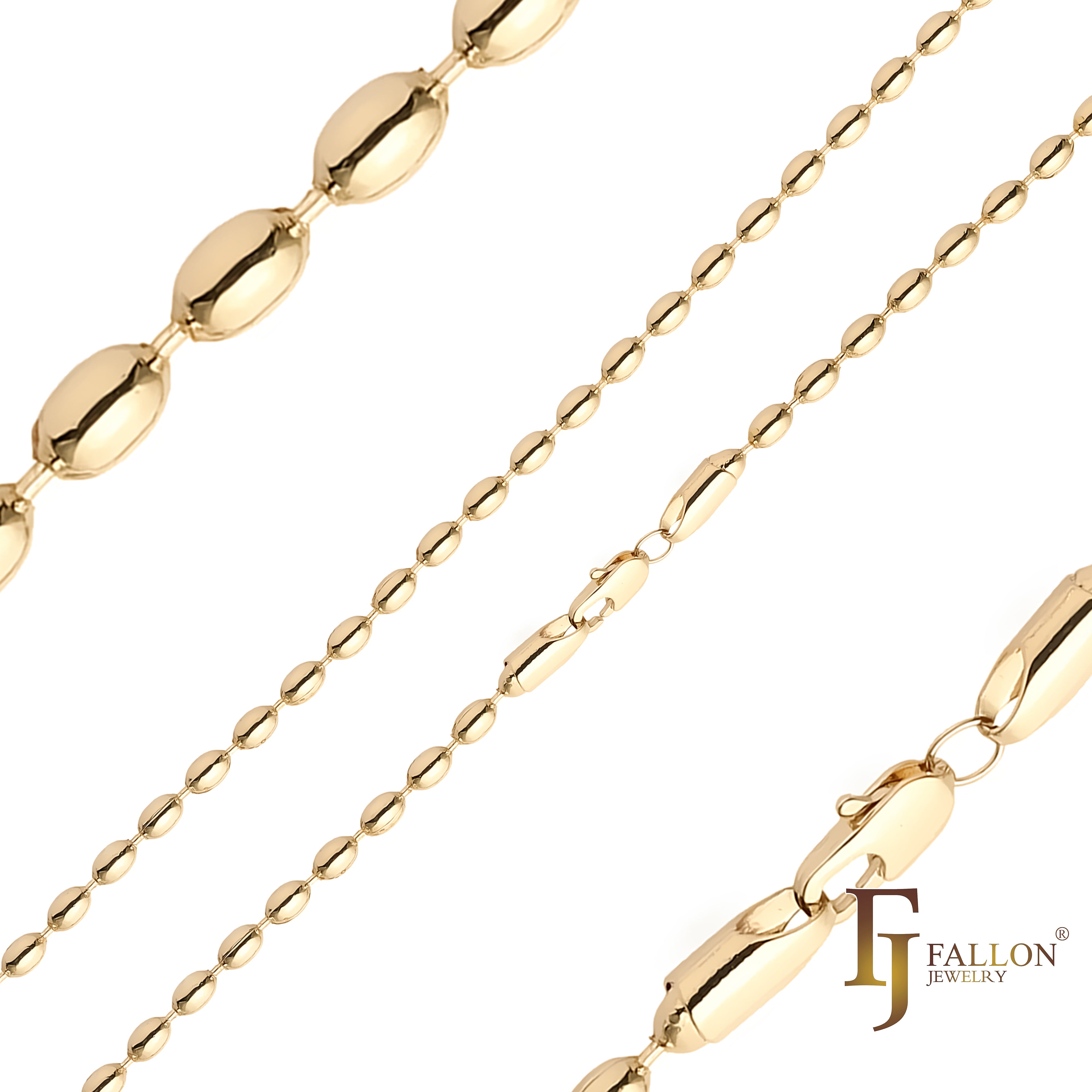 Beads chains plated in 14K Gold