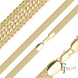 Three way link Cuban chains plated in 14K Gold, Rose Gold two tone