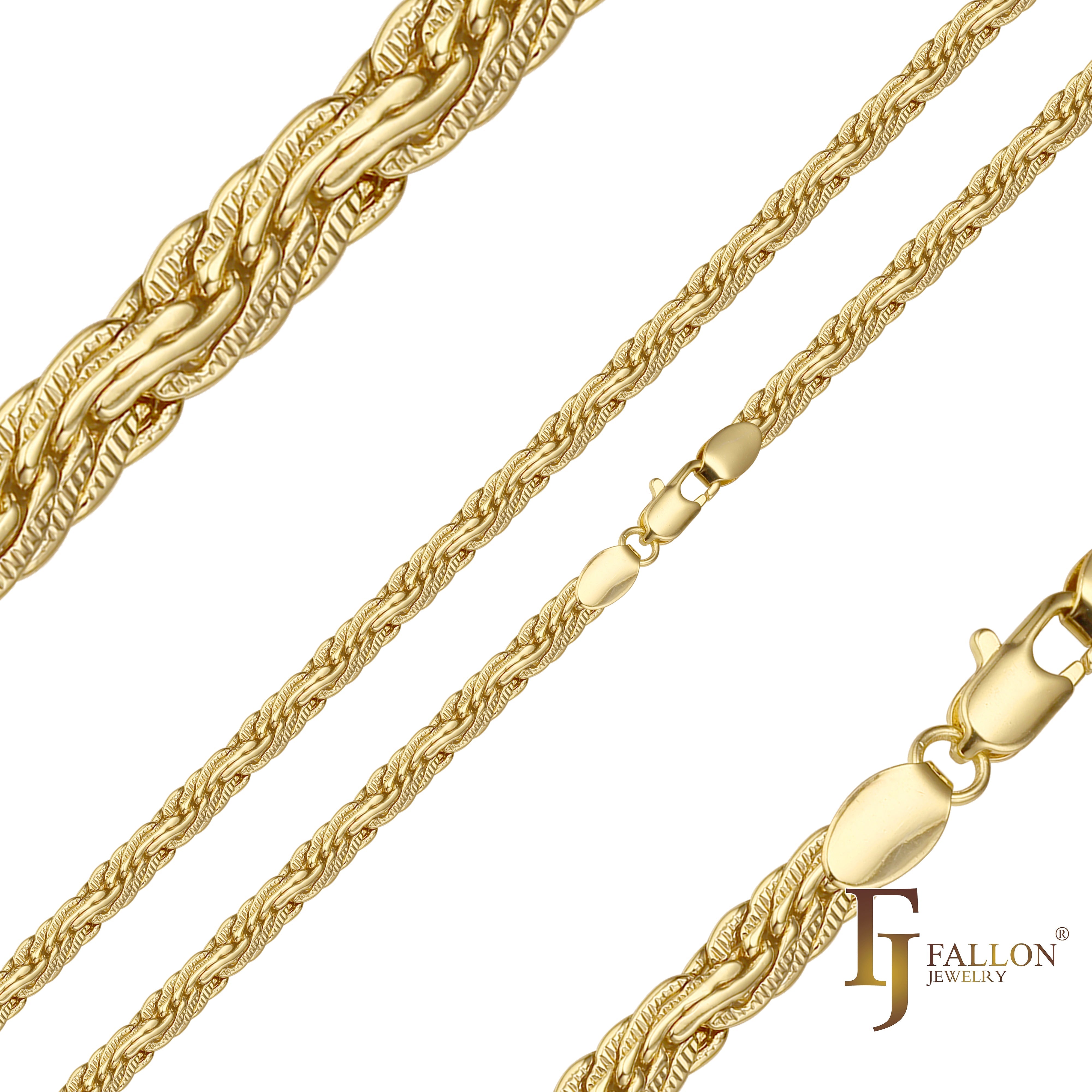 Multi Fancy Spiga C link tire hammered chains plated in 14K Gold, Rose Gold, 18K Gold