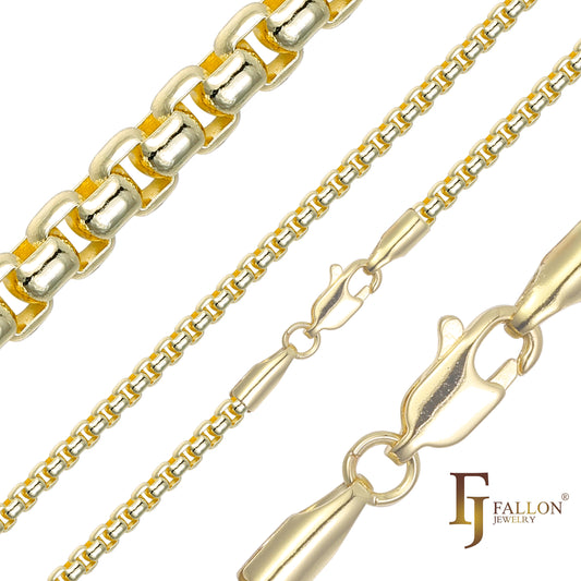 Rounded Box link chains plated in 14K Gold