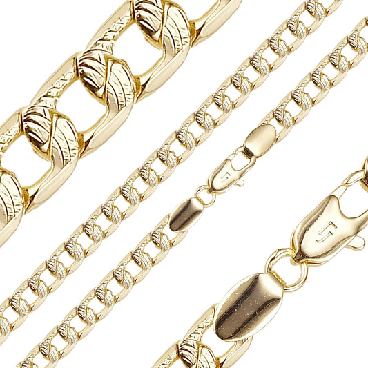 Ripple hammered Curb chains plated in 14K Gold, White Gold
