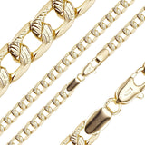 Ripple hammered Curb chains plated in 14K Gold, White Gold