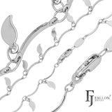Fancy leaves and bar link chains plated in White Gold, 14K Gold, Rose Gold