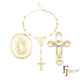 .Italian Virgin of Guadalupe Catholic beads 18K Gold, 14K Gold, two and three tone Rosary Necklace