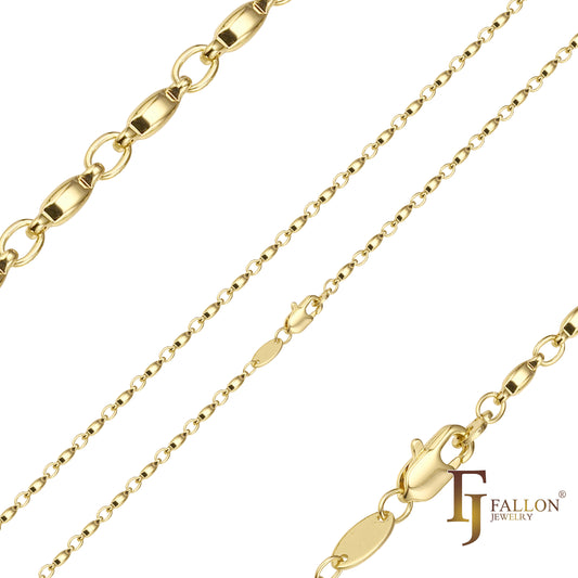 {Customize} Beads and rolo link chains plated in 14K Gold