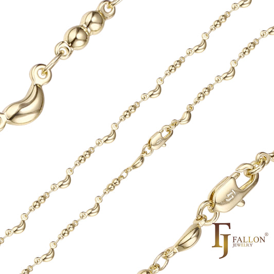 {Potential} Beads and beans fancy link chains plated in 14K Gold