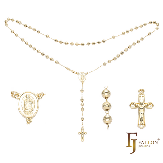 Italian Virgin of Guadalupe Catholic Rosary Necklace plated in 14K Gold