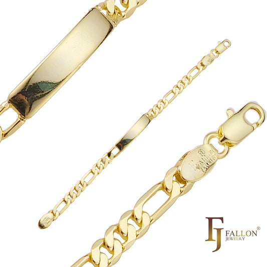 Figaro link engraveable 14K Gold Men's ID bracelets