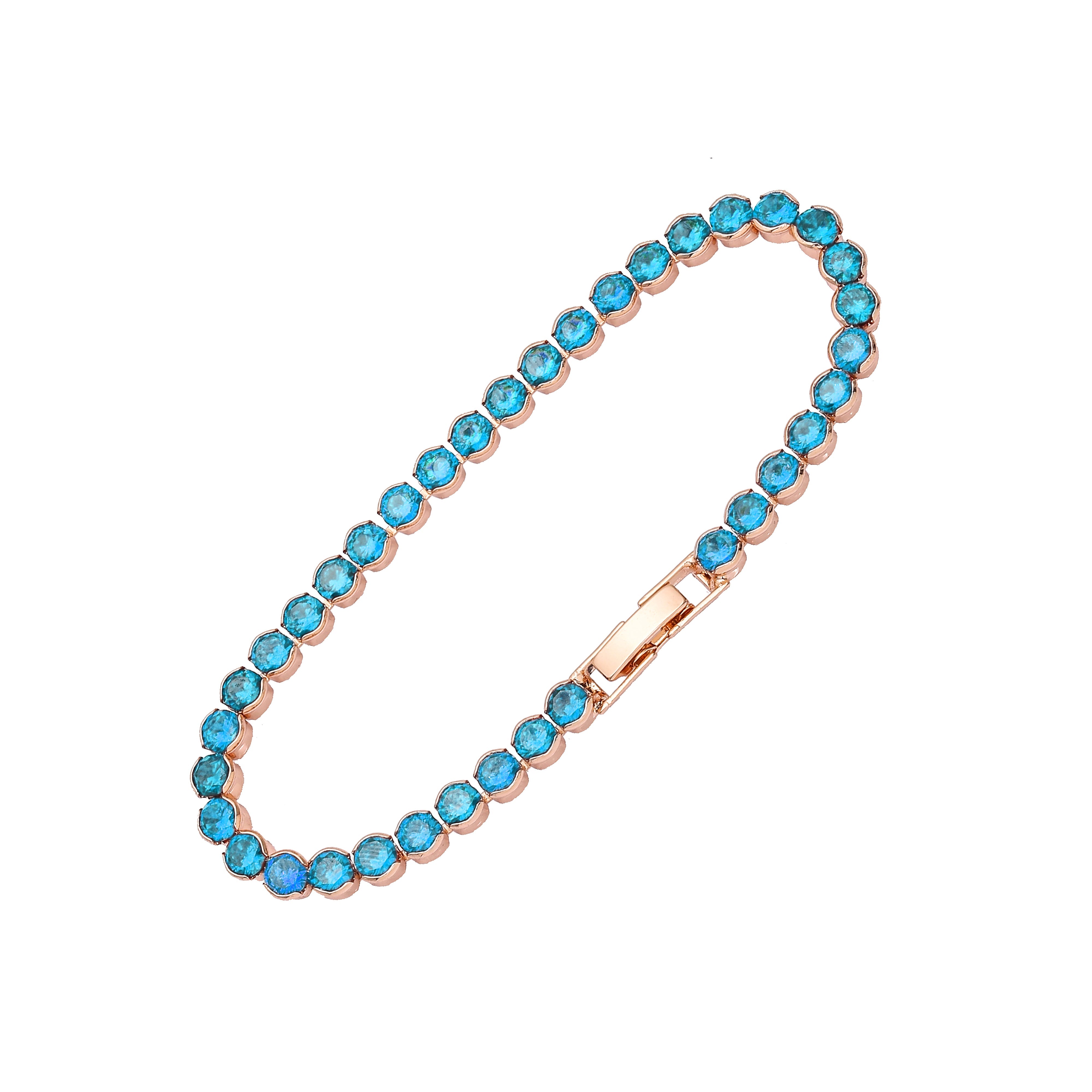 Cluster deluxe Tennis bracelets plated in 14K Gold, Rose Gold colors