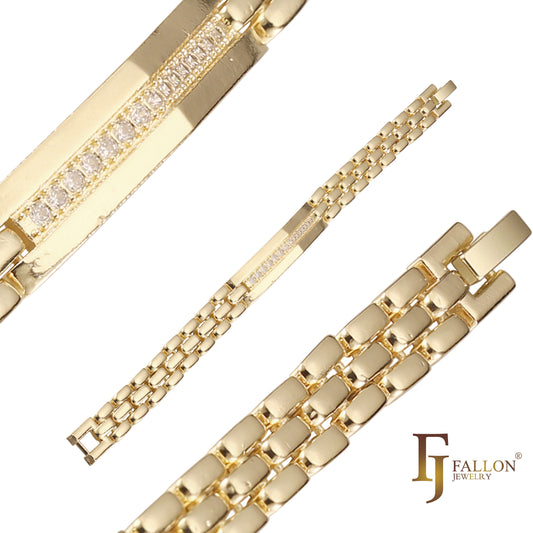 Watch strap band bracelets plated in colors plated in 14K Gold, Rose Gold colors
