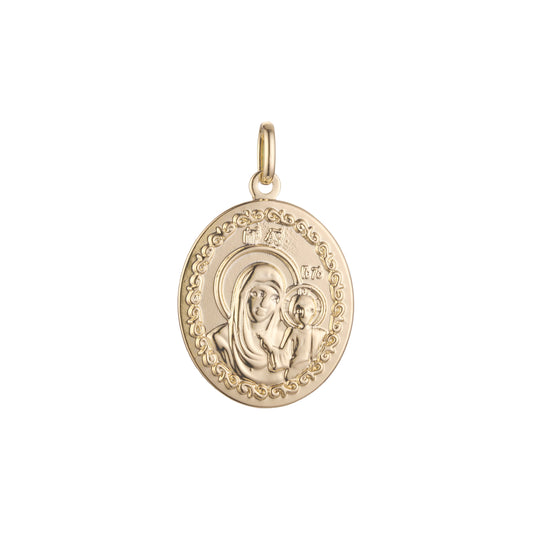 Virgin Mary of Kazan pendant in Rose Gold, 14K Gold plating colors