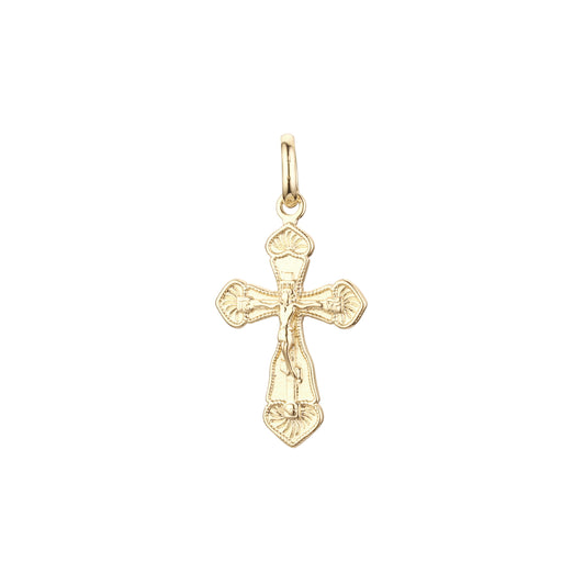 Russian orthodox cross pendant in 14K Gold, Rose Gold two tone, White Gold plating colors