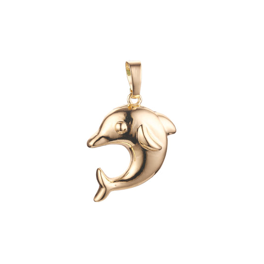 Cute dolphin pendant in Rose Gold, 14K Gold plating colors