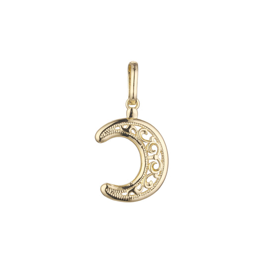 Islamic pendant of the Crescent moon in 14K Gold, Rose Gold & White Gold plating colors