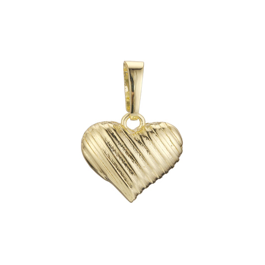Solid heart textured 14K Gold pendant
