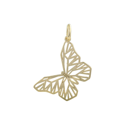 Cable Geometric Butterfly 14K Gold, White Gold Animal Pendant