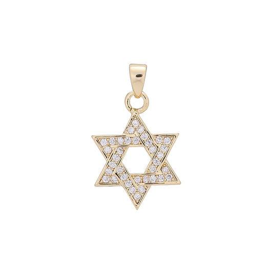 14K Gold star of David hexagram pendant