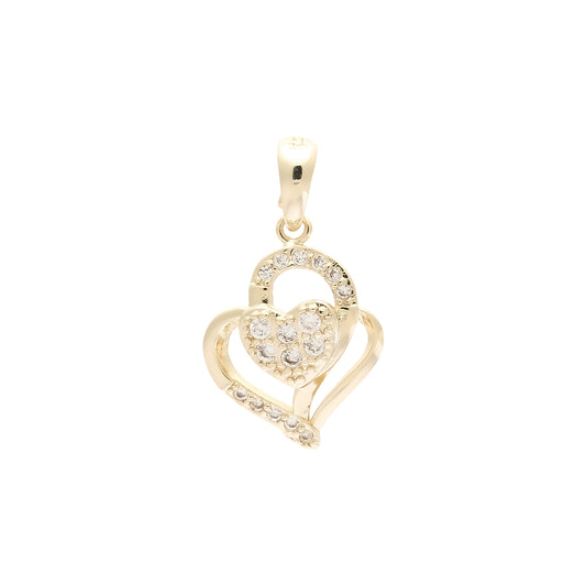 14K Gold heart in heart pendant